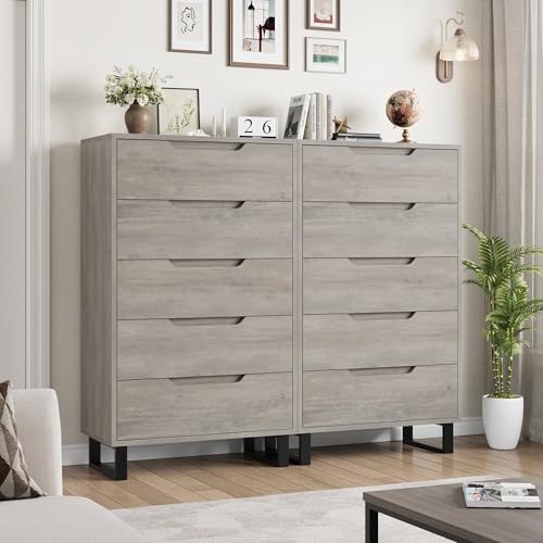 Garvee 5-Drawer Bedroom Dresser - 50.5" Vertical Storage with 15.7" Depth, Grey