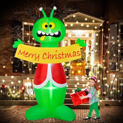 8FT Alien Christmas Inflatable Outdoor Decoration with Built-In LEDs - Yard Lawn Xmas Party Decor Variation of THIS listing