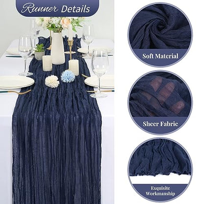 Navy Blue Cheesecloth Table Runner 20 Pack - 10ft Rustic Wedding Party Decor