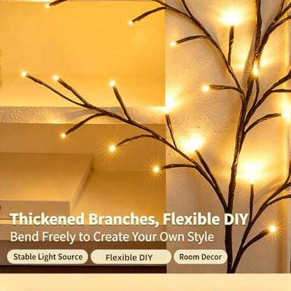 Warm White Vine Lights for Wall - Flexible 1.9M Decor with Remote Control
