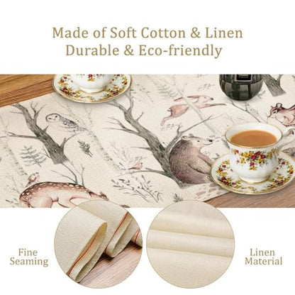 Forest Woodland Animals Table Runner 13x36 Inches - Rustic Nature Decor - Forest-6