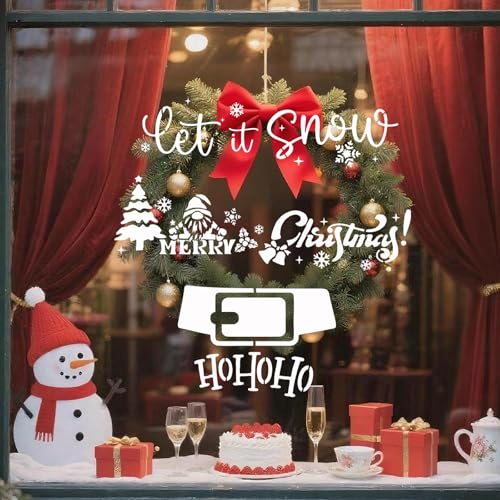 Round Christmas Stencils Set - 6pcs 12-Inch Holiday Decor Templates with Festive Phrases & Designs