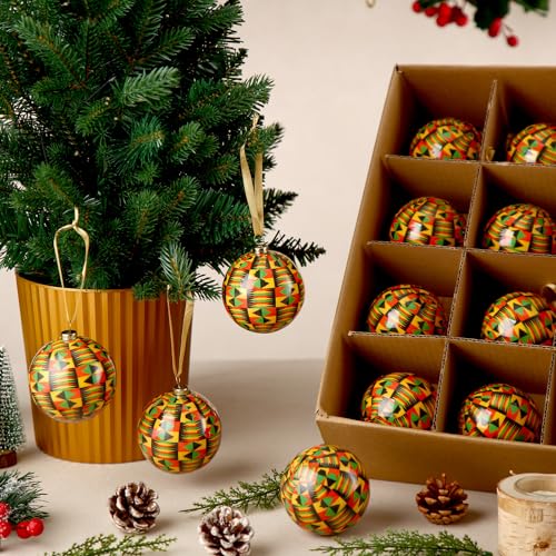 Syhood 12 Pack African Kente Christmas Ornaments - Chic Style
