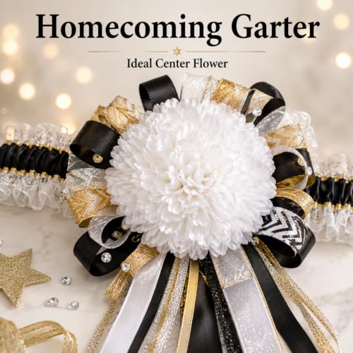 White Homecoming Mum Flower 6.5 Inch Artificial Silk Chrysanthemum Decoration