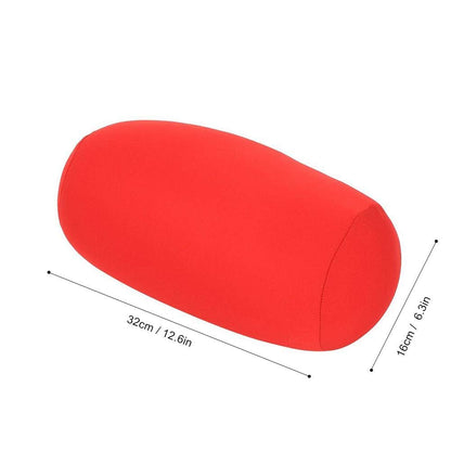 EBTOOLS Round Neck Pillow,Lower Back Support Cylinder Microbead Roll,Smooth Soft Touch Fabric,Tube Cervical Support for Travel or in Home,30×14CM (Red)