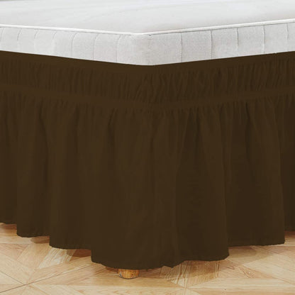 Wrap Around Bed Skirt, Luxurious 100% Egyptian Cotton 800 Thread Count 1 Pcs Bed Skirt, 18" Inch Drop - Twin Size (39" X 75") Inch, Chocolate Solid