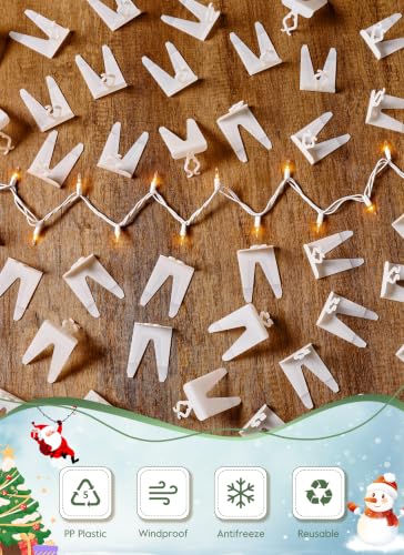 Christmas Light Clips 50 Pack - Transparent White Gutter Clips for C7 C9 String Lights