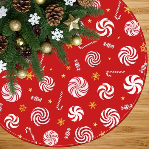 Lollipop Christmas Tree Skirt 48 Inch Candy Cane Xmas Tree Decor - Red