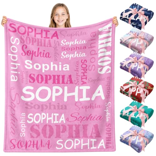 Personalized Pink Name Blanket Gift for Kids & Adults A-pink