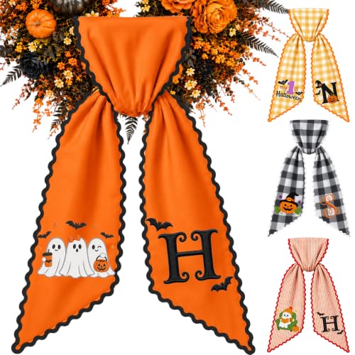 Personalized Halloween Fall Wreath Sash with Embroidery - Color Variation