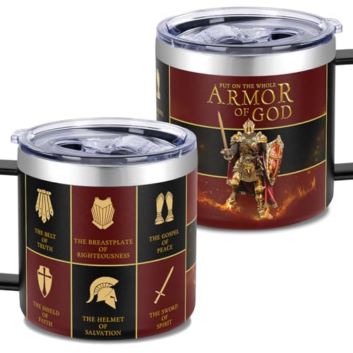 Armor of God Christian Tumbler for Men - 14oz Religious Gift, Pastor Appreciation, Christmas & Birthday Present - Variation of Armor God