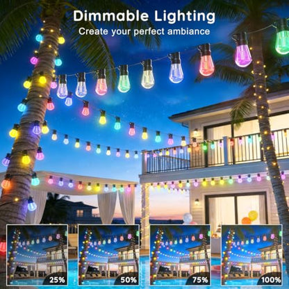 300FT RGB+IC Outdoor String Lights Dimmable Waterproof LED Bulbs - Multicolor DreamColor Chasing Lighting