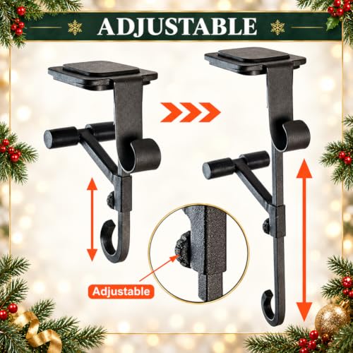 Black 3-Pack Adjustable Garland & Stocking Hangers for Fireplace Mantle