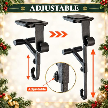 Black 3PCS Adjustable Garland & Stocking Hangers for Fireplace Mantle - Heavy Duty Over Door Hooks