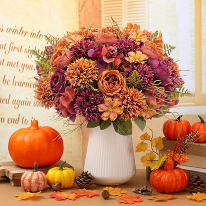 Artificial Fall Flowers Bouquet - Autumn Floral Arrangements for Home Decor