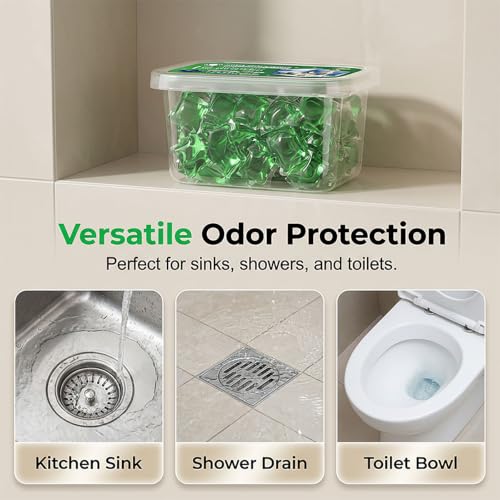 50 Count Drain Enzyme Cleaner Pods - Drain Deodorizer & Freshener - Safe for All Drains - 1 Box