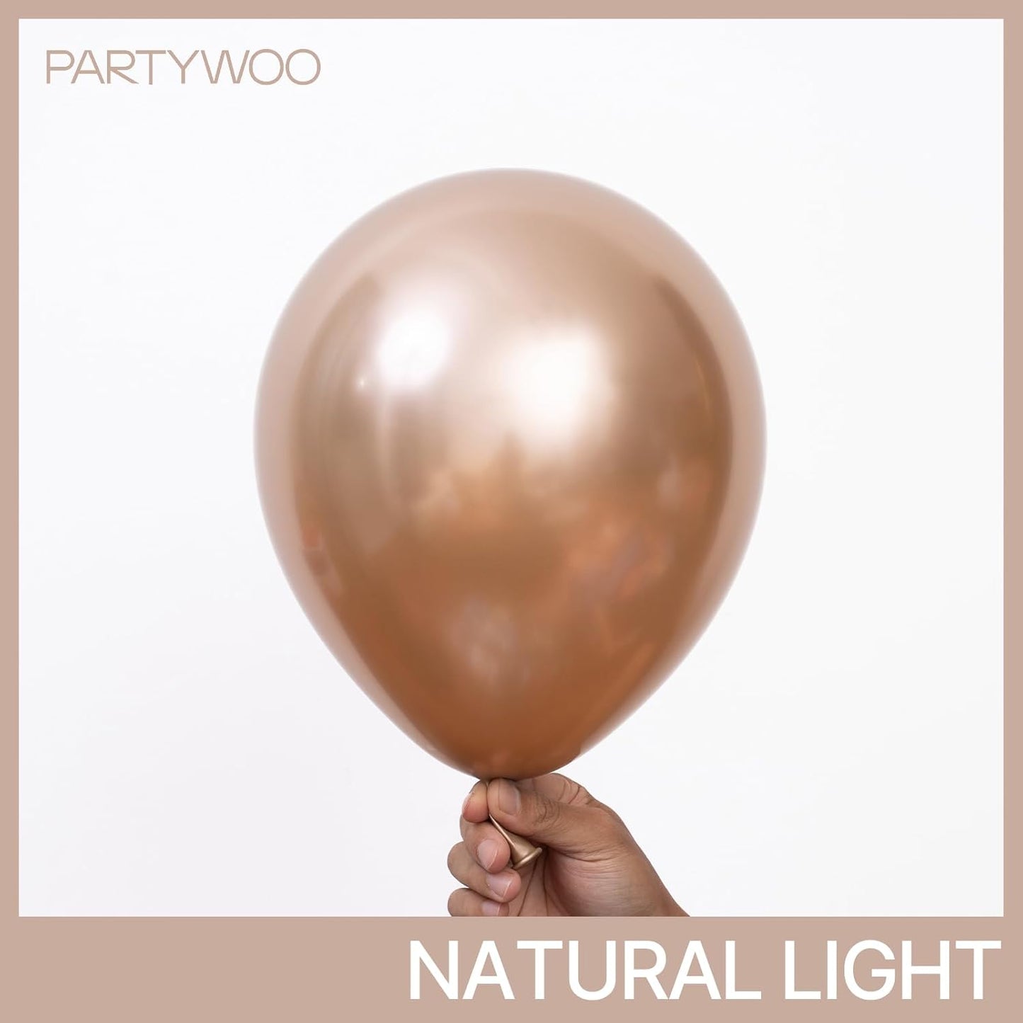 PartyWoo Metallic Rose Gold Balloons - 140pcs Chrome Balloon Arch Kit for Birthdays & Anniversaries | 5-18 Inch Sizes