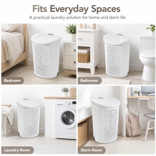 135L Wheeled Plastic Laundry Hamper with Heavy-Duty Wheels & Ventilated Design