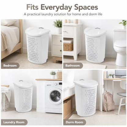 135L Wheeled Plastic Laundry Hamper with Heavy-Duty Wheels & Ventilated Design
