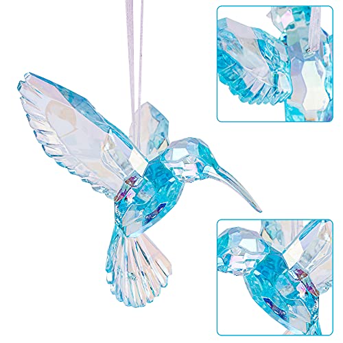 Set of 6 Iridescent Acrylic Bird Ornaments for Christmas & Holiday Decor