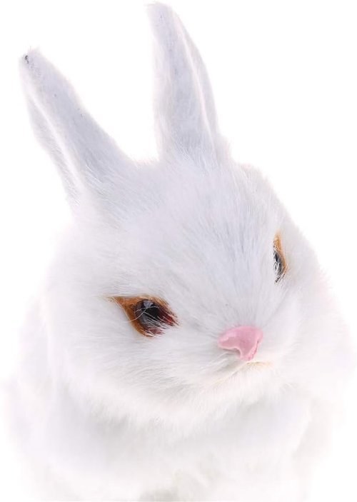 GUDVES Mini Realistic Plush Rabbit Toy - Lifelike Easter Bunny Decoration, White