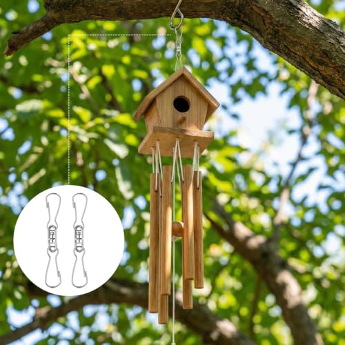 20 Pack Stainless Steel Swivel Hooks for Wind Chimes & Decorations - Durable 360° Rotating Clips