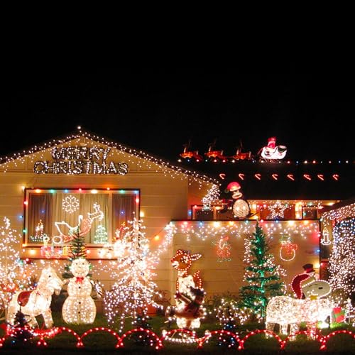 Outdoor Christmas String Lights 1000 LED Warm White with Remote & 8 Modes