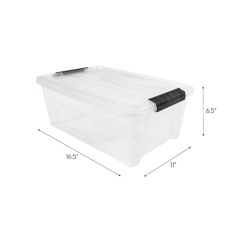 6-Pack 13.5 Qt Stackable Storage Bins with Secure Latching Lids - Lightweight Multipurpose Organizers (Variation: 6+13.5qt)
