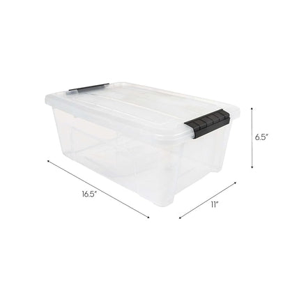 6-Pack 13.5 Qt Stackable Storage Bins with Secure Latching Lids - Lightweight Multipurpose Organizers (Variation: 6+13.5qt)