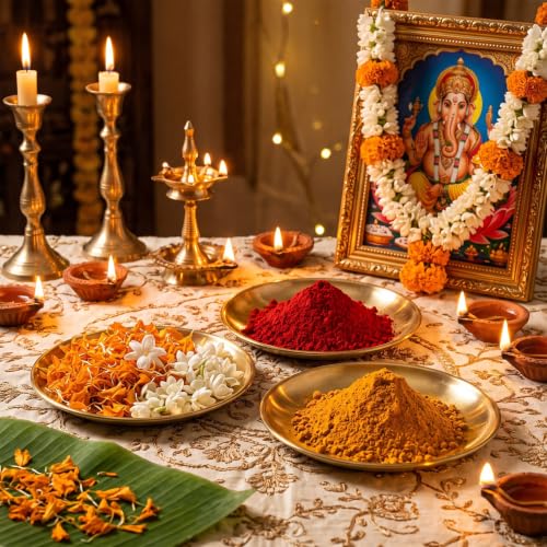 Diwali Pooja Thali Set - 6 Pcs Mandala Gold & Silver Gray Return Gifts
