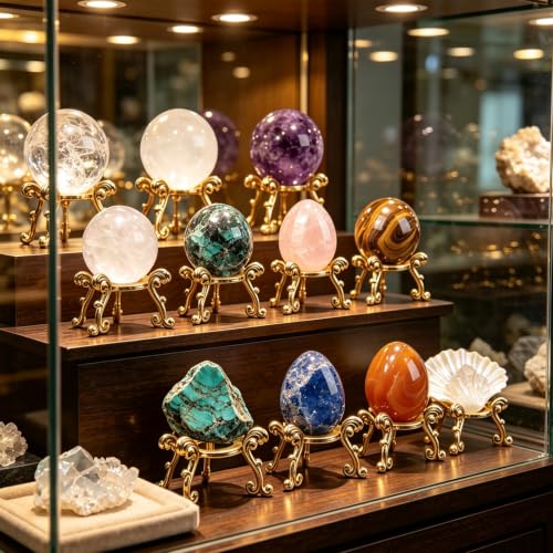 36 Pack Gold Crystal Ball Stands for Gemstones & Decorative Spheres