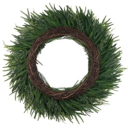 30-Inch Artificial Norfolk Pine Wreath for Front Door & Holiday Decor