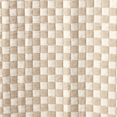 Lands' End Jacquard Quilted Cotton-Blend Coverlet King Camel Check - Layered Bedding