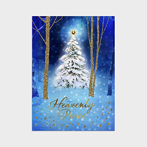 Christmas Greeting Card Set with Scripture - Snowy Scene Dual Pack, 24 Cards & Envelopes