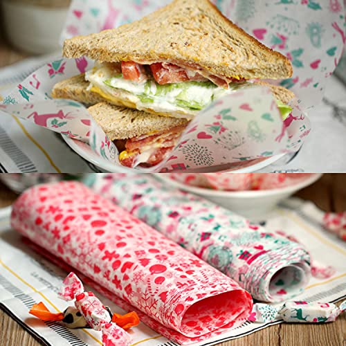 Christmas Wax Paper Sheets - 150 Pcs Food Wrapping & Picnic Tissue - Holiday Pattern Variation