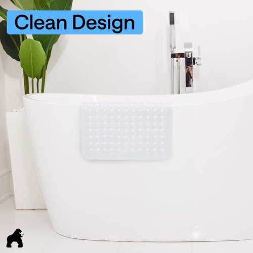 GORILLA GRIP Patented Square Shower Stall Mat, Small Bathtub Floor Mats for Stand Up Showers with Suction Cups and Drainage Holes, Machine Wash, Soft on Feet, Bathroom Accessories 21x21 Inch, White