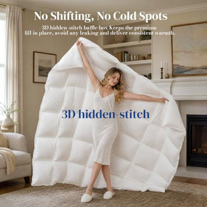 Twin Size White Feather Down Fiber Comforter All Season Ultra Soft Duvet Insert