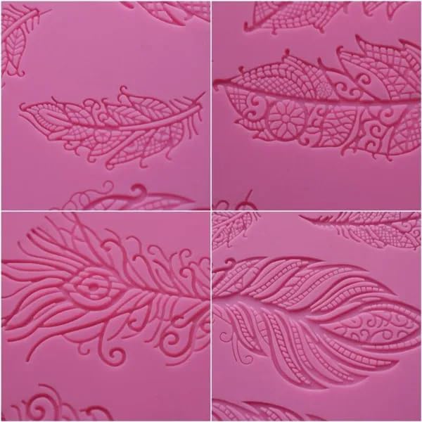 Anyana huge 16" sugar edible peacock feather cake silicone Embossing Mat Texture fondant impression lace decorating mold gum paste cupcake topper tool icing candy imprint baking moulds sugarcraft