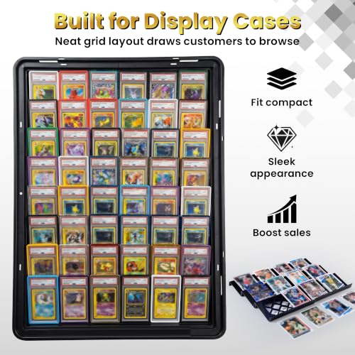 24Pcs Trading Card Risers for Display Case - Tiered Acrylic Card Stands