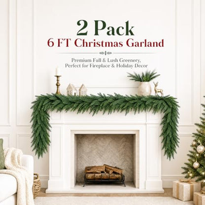 Real Touch 6ft Christmas Cedar Garland with Pinecones - Indoor Outdoor Decor