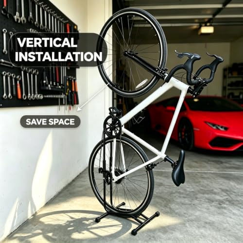 Adjustable Indoor Bicycle Stand for 24-29 Inch Bikes, Space-Saving Bike Rack with Maintenance Function