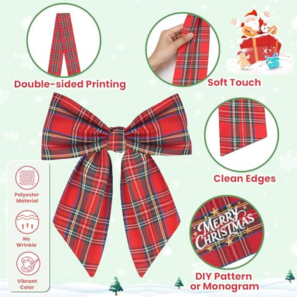 Christmas Wreath Sash for Front Door - 56 Inch Holiday Decor, Red & Green Plaid - Variation of This Listing