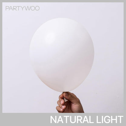 PartyWoo White Balloons - 100pcs Matte Latex Balloon Arch Kit for Weddings & Celebrations | 5-12 Inch Sizes