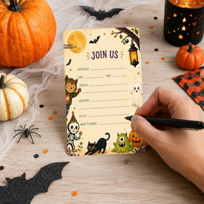 Halloween Kids Party Invitations with Envelopes - Monster Design (Variation 019)
