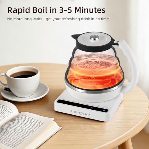 Food Grade Silicone Travel Kettle with Temperature Control - Black, 0.55L