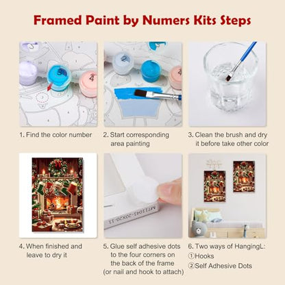 Christmas Paint by Numbers Kit for Adults with Socks Design, 8x12in Canvas & Frame