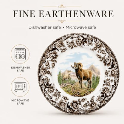 Multicolor Dinner Plate with Bighorn Sheep Motif - 10.5 Inch