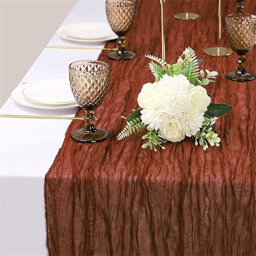Fall Table Runner Cheesecloth Terracotta 10FT Thanksgiving Decor