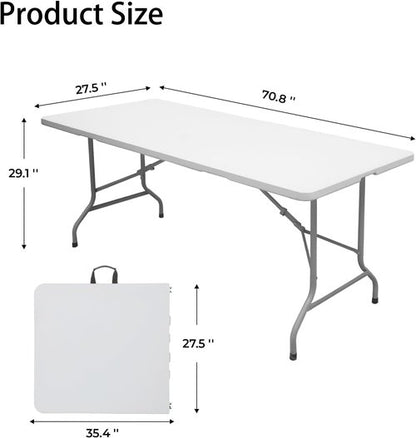 Lakhow Folding Table - 6ft Heavy Duty Portable Table for Indoor & Outdoor Use | Easy Storage, No Assembly, White