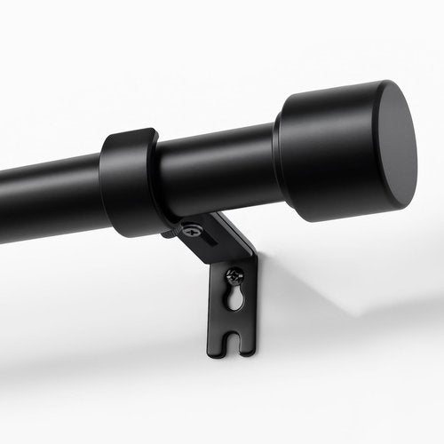 Joydeco Black Curtain Rods for Windows 32-120 Inch, 1 Inch Diameter Heavy Duty Adjustable Curtain Rods for Bedroom, Kitchen, Sliding Glass Door
